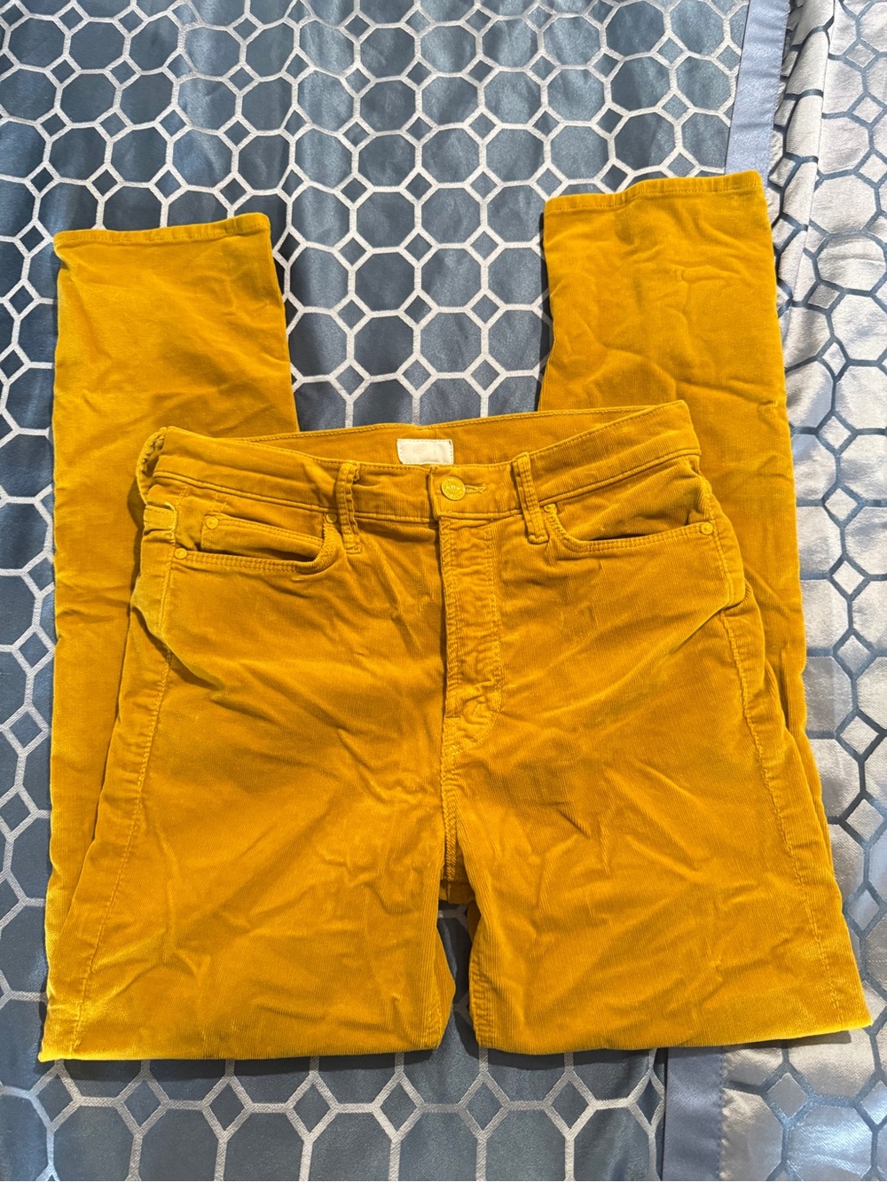 MOTHER The Mid Rise Dazzler Ankle Mustard Yellow Corduroy Pants
